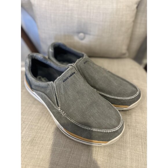 Skechers Shoes Mens Size 13 Gray Blue Relaxed Fit Memory Foam Slip On Comfort - Picture 2 of 9